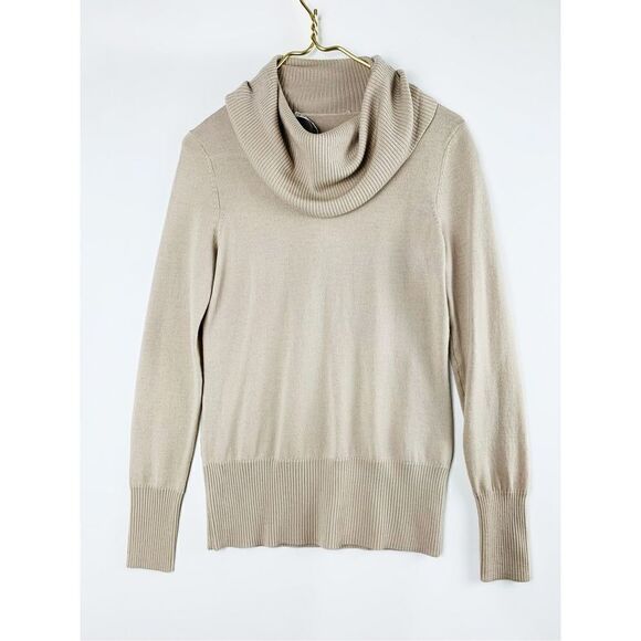 Trina Turk Women's Tan Merino Wool Cowl Neck Pullover Sweater Size Small - Picture 1 of 5